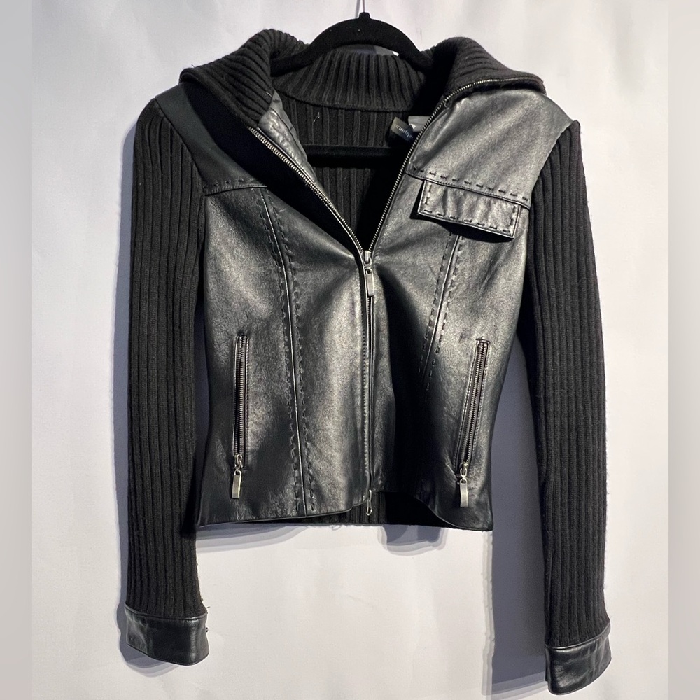 Philosophy Black Leather and Knit Women's Jacket
